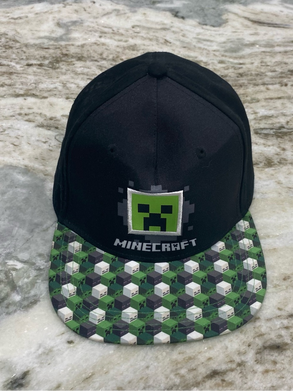 Kids Minecraft Black & Green Creeper Snapback Hat